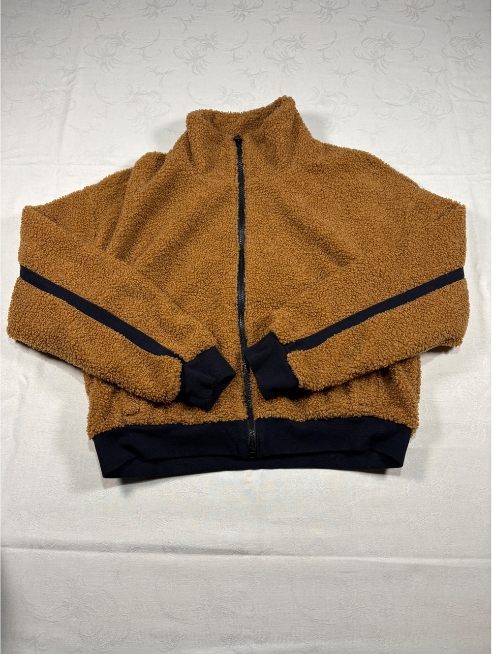 Reversible Sherpa Full Zip Brown Black Jacket Oversized Fit Size Small Medium